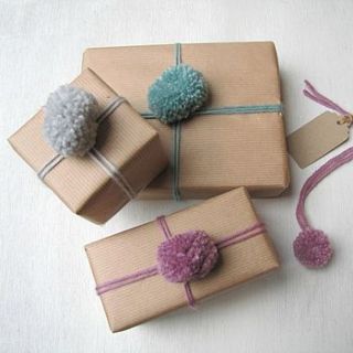 pom pom wrapping paper set by paper beagle