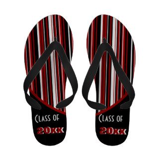 Class Of Black And Red Graduation Theme Flip Flops