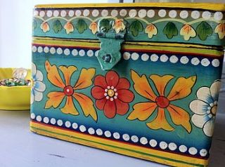 hand painted wooden storage box by the forest & co