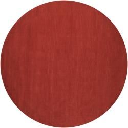 Hand crafted Orange Solid Casual Pinega Wool Rug (8 Round)