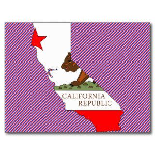 California Flag Map Post Cards
