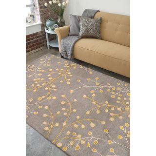 Hand tufted Blantyre Grey/yellow Floral Wool Rug (8 X 11)