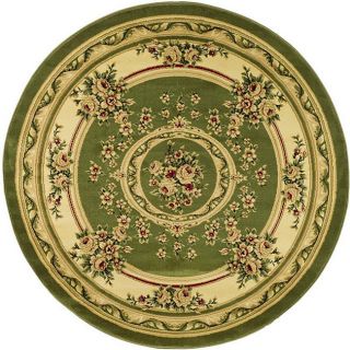 Lyndhurst Collection Sage/ Ivory Oriental Pattern Rug (53 Round)