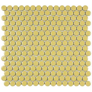 Somertile Penny 3/4 in Vintage Yellow Porcelain Mosaic Tile (pack Of 10) 12.25x12 in