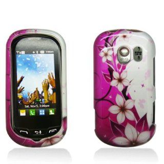 White Flowers Hot Pink Protector Case for LG Extravert VN271 Cell Phones & Accessories