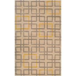 Hand tufted Contemporary Geometric Grey Ucker New Zealand Wool Abstract Rug (8 X 11)