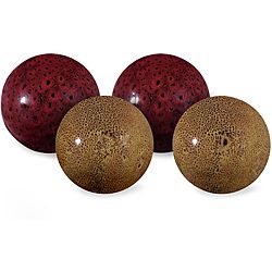 Set Of 4 Ceramic Argento Decorative Balls