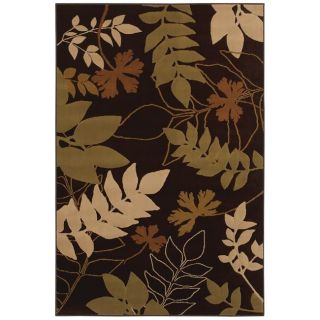 Transitional Brown Floral print Rug (53 X 710)