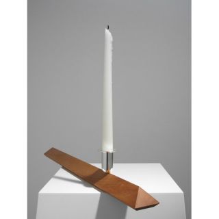 No.3 Cherry Wood, Silver Plated Aluminum Candlestick Holder