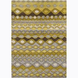 Hand tufted Green Mandara Abstract Wool Rug (7 X 10)