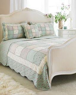 duck egg patchwork bedding and cushion by country touches