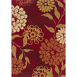 Berkley Red Floral Transitional Area Rug (53 X 76)
