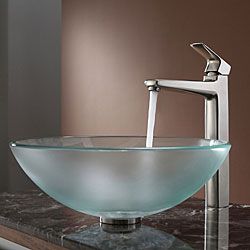 Kraus Bathroom Combo Set Frosted Glass Vessel Sink/faucet