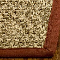 Handwoven Sisal Natural/ Red Seagrass Runner Rug With Fringeless Border (26 X 14)