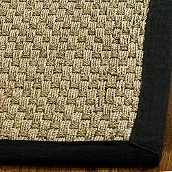 Casual Hand woven Sisal Natural/ Black Seagrass Rug (6 Square)