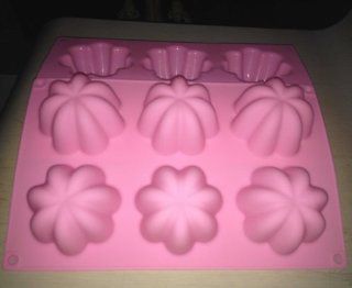 LARGE 6 holes Lovely FLOWERS Jelly Soap Biscuit Cake Baking icing cupcake topper mold Chocolate Sugar paste wax Silicone MOULD Pan Tray Bakeware 275*175*42mm Candy Making Molds Kitchen & Dining