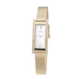 Skagen Rectangle Glitz in Gold Mother of pearl Dial Women's watch #266SGG1 Watches