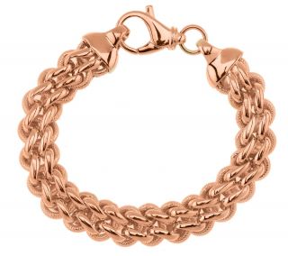 Bronzo Italia Polished & Textured Woven Status Link Bracelet —