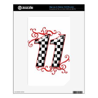 auto racing number 11 decals for NOOK color
