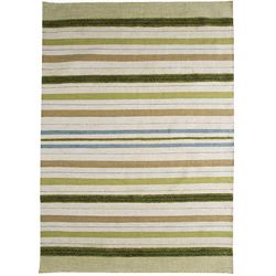 Hand woven Pana Green Stripe Wool Rug (56 X 710)