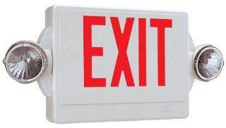 Lithonia Lighting LHQMSW1R 120/277 RED Quantum Red LED Combo Exit/Emergency Light with Back Up Battery   Commercial Lighted Exit Signs  