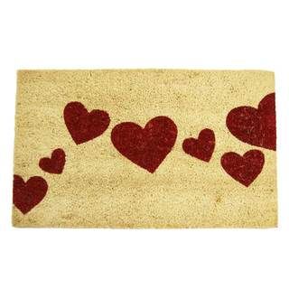 Red Hearts White/ Red Coir Doormat (16 X 26)