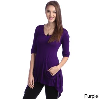 24/7 Comfort Apparel 24/7 Comfort Apparel Womens One Pocket Tunic Top Purple Size S (4  6)