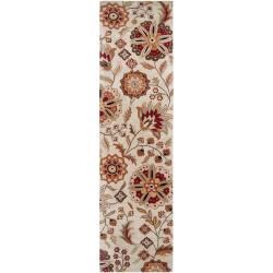 Hand tufted Beige Saki Floral Wool Rug (3 X 12)