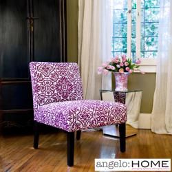 Angelohome Bradstreet Modern Damask Provence Purple Upholstered Armless Chair