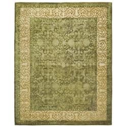 Handmade Silk Road Majestic Green N.Z. Wool Rug (96 X 136)