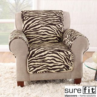 Velvet Zebra Brown Chair Cover Sure Fit Chair Slipcovers