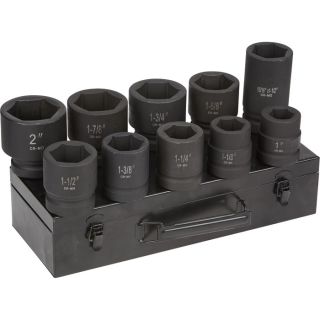 Klutch 1in.-Drive Impact Socket Set — 10-Pc., SAE  1in. Drive SAE Sets