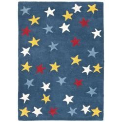 Handmade Novelty Stars Blue Wool Rug (2 X 3)