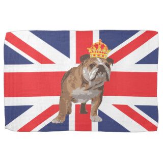 English Bulldog with Crown and Union Jack Hand Towel