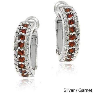 Glitzy Rocks 18k Gold overlay/Silver Gemstone Semi hoop Earrings Glitzy Rocks Gemstone Earrings