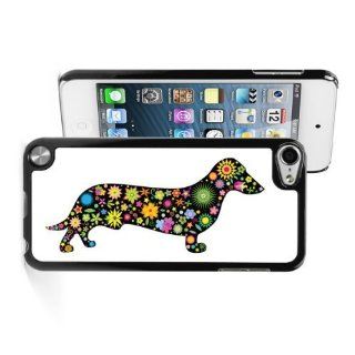 Apple iPod Touch 5th Black Hard Back Case Cover 5TB279 Color Dachshund Dog Flowers and Stars Design Cell Phones & Accessories