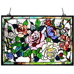 Floral Design Glass Bronze Window Panel