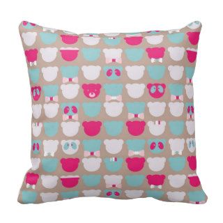 cute colorful cartoon teddy bear pattern throw pillow