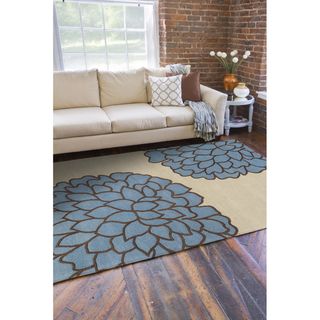 Hand tufted Contemporary /beige Carpi New Zealand Wool Abstract Rug ( 9 X 13 )