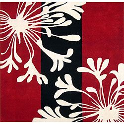 Hand tufted Metro Classic Red/ Black Wool Rug (6 X 6)