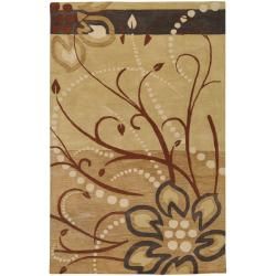 Hand tufted Whimsy Beige Floral Wool Rug (4 X 6)