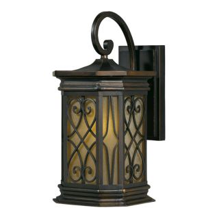 18 inch Energy saving Outdoor One light Oil rubbed Bronze Wall Light With Frosted Amber Glass