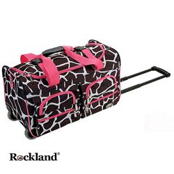 Rockland Deluxe Pink Giraffe 22 inch Carry On Rolling Upright Duffel Bag