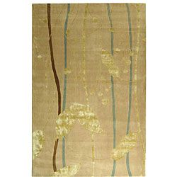 Handmade Rodeo Drive Parad Ivory/ Gold N.Z. Wool Rug (8 X 11)