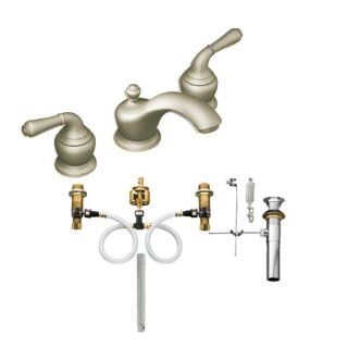 Moen T4570BN 9000 Monticello Two Handle Low Arc Bathroom Faucet Trim Kit with Valve, Brushed Nickel   Touch On Bathroom Sink Faucets  