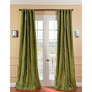 Fern Green Solid Faux Silk Taffeta Curtain Panel