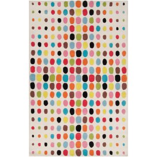 Tepper Jackson Hand tufted White Contemporary Multi Colored Circles Dream Wool Rug (33 X 53)