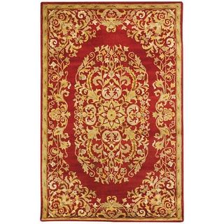 Handmade Heritage Red Wool Rug (76 X 96)