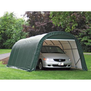 ShelterLogic 12-Ft.W Round-Style Instant Garage — 24ft.L x 12ft.W x 8ft.H, 1 5/8in. Frame, Green, Model# 72342  Round Style Instant Garages