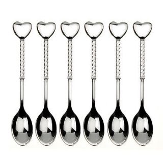 set of six heart tea spoons by miafleur